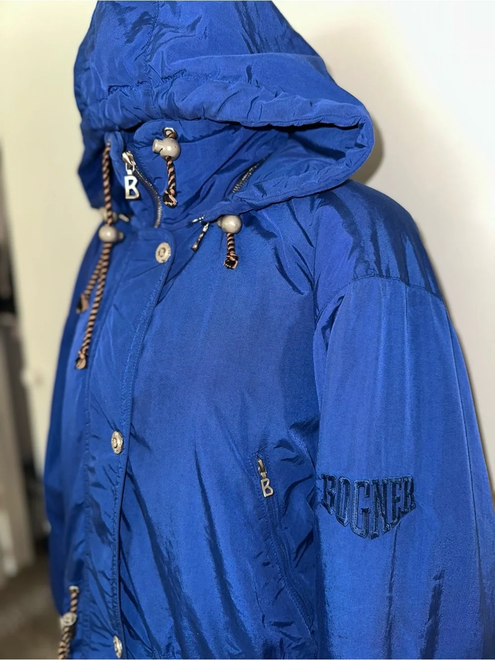Bogner Royal Blue Hooded Packable Puffer Jacket